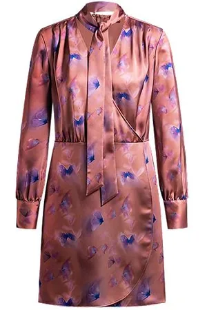 HUGO BOSS Jurk met overslag, vlinderprint en manchetten met knoop