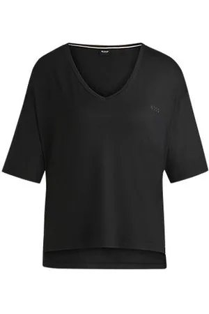 HUGO BOSS Relaxed-fit T-shirt met V-hals van stretchjersey