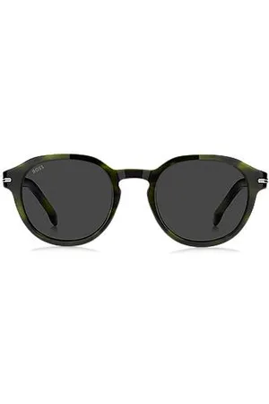 HUGO BOSS Zonnebril in de kleur groene hoorn met zilverkleurige scharnieren