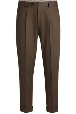 HUGO BOSS Relaxed-fit broek van scheerwol met dessin