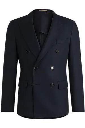 HUGO BOSS Slim-fit blazer van scheerwol met microdessin