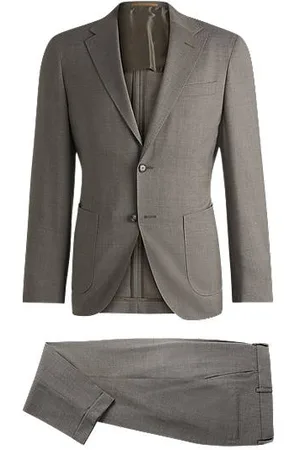 HUGO BOSS Slim-fit pak van strak gedraaide scheerwol