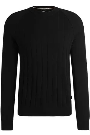 HUGO BOSS Regular-fit trui gebreid van een gestreepte wolmix