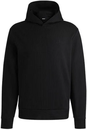 HUGO BOSS Regular-fit hoodie van een katoenmix met krijtstrepen