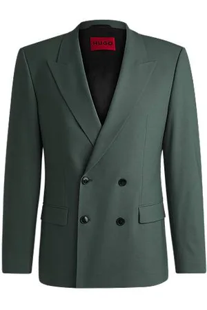 HUGO BOSS Slim-fit colbert van stretchpopeline van een wolmix