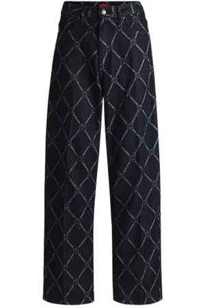 HUGO BOSS Jeans met wijde pijpen en tweedelig logodessin