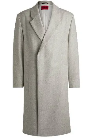 HUGO BOSS Relaxed-fit mantel van een gemêleerde wolmix