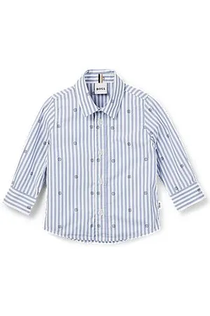 HUGO BOSS Kinderoverhemd van gestreepte katoen met Double B-monogrammen