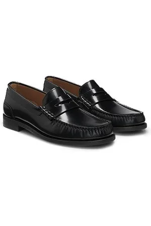 HUGO BOSS Loafers met uitsparing van geborsteld leer