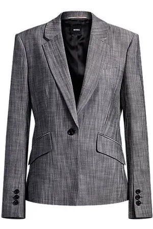 HUGO BOSS Slim-fit blazer van gemêleerd sharkskin-materiaal
