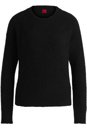 HUGO BOSS Relaxed-fit trui met gebreide, geschakelde lijnen