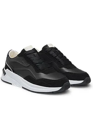 HUGO BOSS Vetersneakers in een combinatie van materialen met suède details