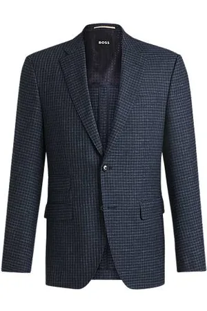 HUGO BOSS Regular-fit blazer van geruit stretchmateriaal