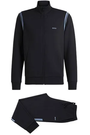 HUGO BOSS Regular-fit trainingspak set van stretchkatoen met gestreepte inzetstukken