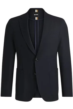 HUGO BOSS Slim-fit blazer van stretchpiqué met notch-revers