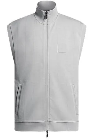 HUGO BOSS Mouwloos sweatshirt met rits van een katoenmix