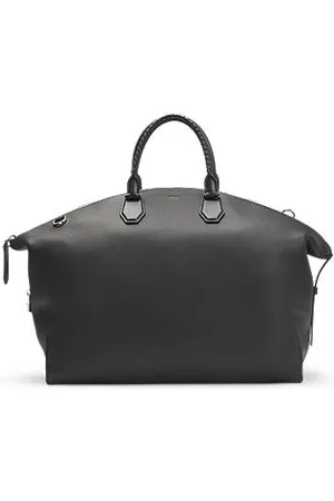 HUGO BOSS Weekendtas van generfd leer met afneembaar metalen hangslot