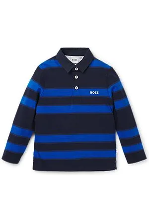HUGO BOSS Poloshirt met lange mouwen, strepen en logo voor kinderen