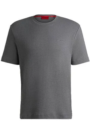 HUGO BOSS Pyjamashirt met wafelstructuur en logostiksel