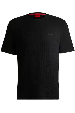 HUGO BOSS Pyjamashirt met wafelstructuur en logostiksel