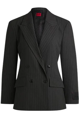 HUGO BOSS Regular-fit blazer van stretchmateriaal met krijtstrepen