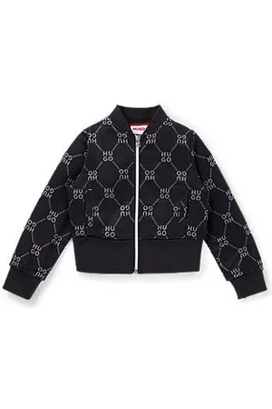 HUGO BOSS Kindervest van fleece met tweedelige logo’s