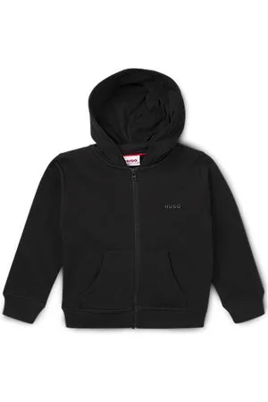 HUGO BOSS Kinderhoodie van een katoenmix met rits en logoprint