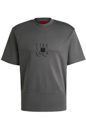 HUGO BOSS T-shirt van interlocked katoen met tweedelige logo’s