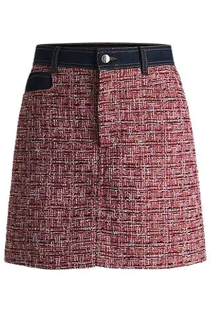 HUGO BOSS Rok in A-lijn van meerkleurig tweed met denim details
