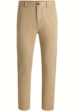 HUGO BOSS Slim-fit broek met regular-rise taille van katoenen twill