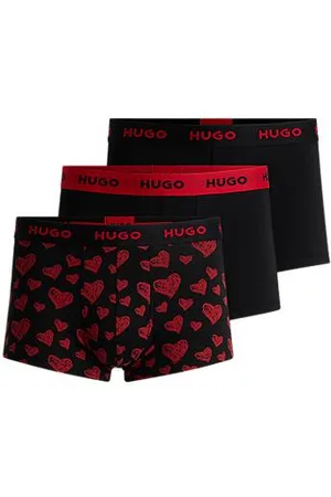 HUGO BOSS Set van drie korte boxershorts met logotailleband van stretchkatoen