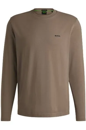 HUGO BOSS T-shirt met lange mouwen en contrastlogo van stretchkatoen