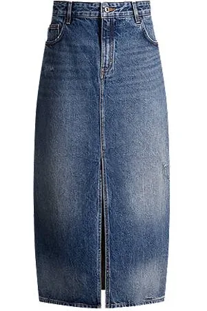 HUGO BOSS Midirok van denim met split aan de voorkant