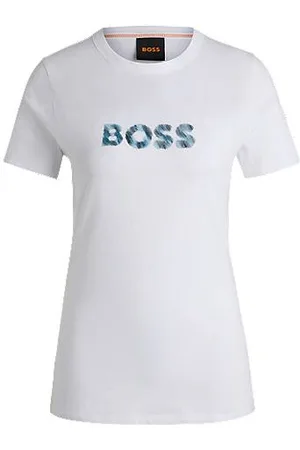 HUGO BOSS T-shirt van katoenen jersey met seizoenslogo