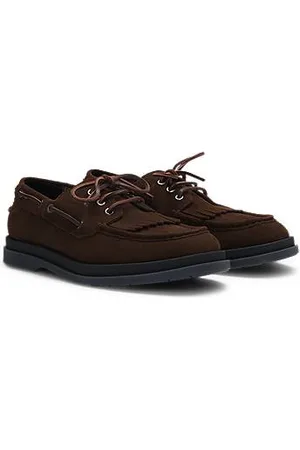 HUGO BOSS Mocassins van suède met franjes