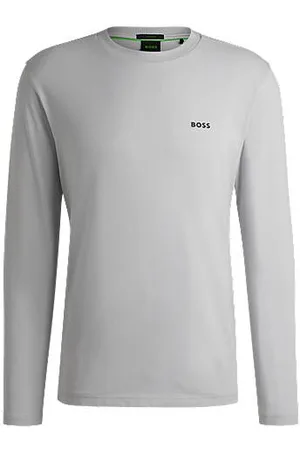 HUGO BOSS T-shirt met lange mouwen en contrastlogo van stretchkatoen
