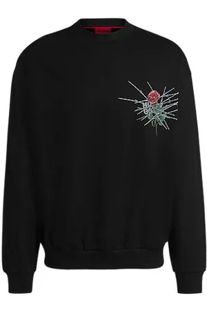 HUGO BOSS Relaxed-fit sweater van katoenen sweatstof met seizoensprints