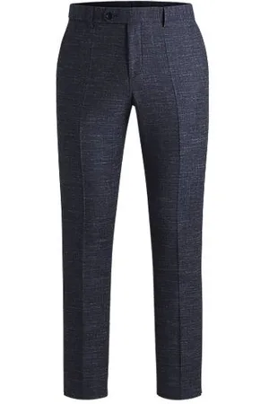 HUGO BOSS Slim-fit broek van een scheerwolmix met dessin