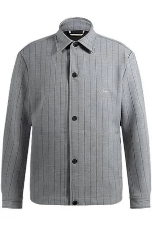 HUGO BOSS Relaxed-fit overshirt met strepen en geschreven logo