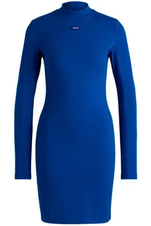 HUGO BOSS Bodycon-jurk van stretchkatoen met logopatch