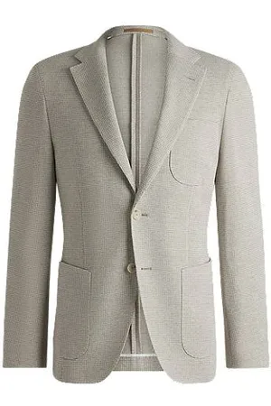 HUGO BOSS Slim-fit blazer van scheerwol, katoen en kasjmier