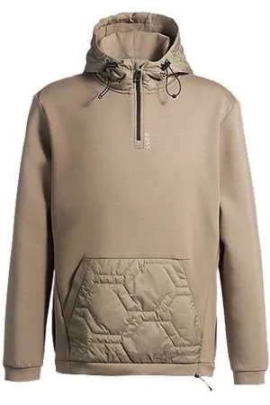 HUGO BOSS Hoodie met kraag met rits en gewatteerde stiksels