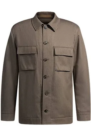 HUGO BOSS Relaxed-fit overshirt van scheerwol