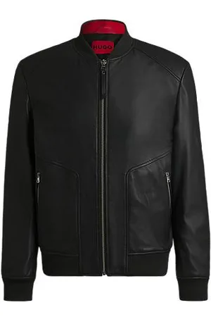 HUGO BOSS Slim-fit bomberjack van leer