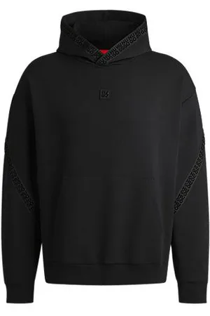 HUGO BOSS Relaxed-fit hoodie van stretchkatoen met tweedelig logo