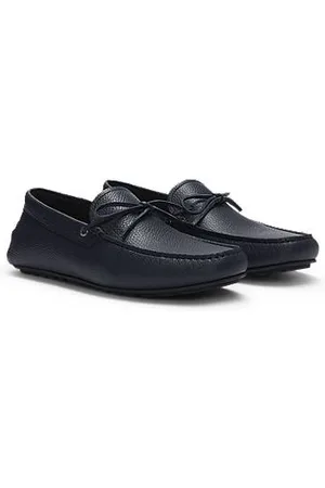 HUGO BOSS Mocassins van generfd leer met doorlopende zool