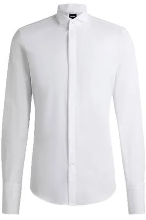 HUGO BOSS Slim-fit dress shirt van gemakkelijk te strijken katoenen popeline