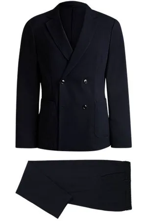 HUGO BOSS Slim-fit pak van een wolmix met microdessin