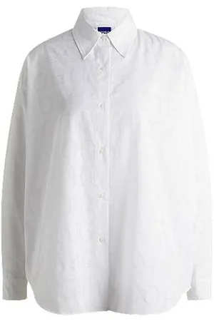 HUGO BOSS Oversized-fit blouse met gedevoreerd logo