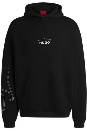 HUGO BOSS Hoodie van een katoenmix met raceprint